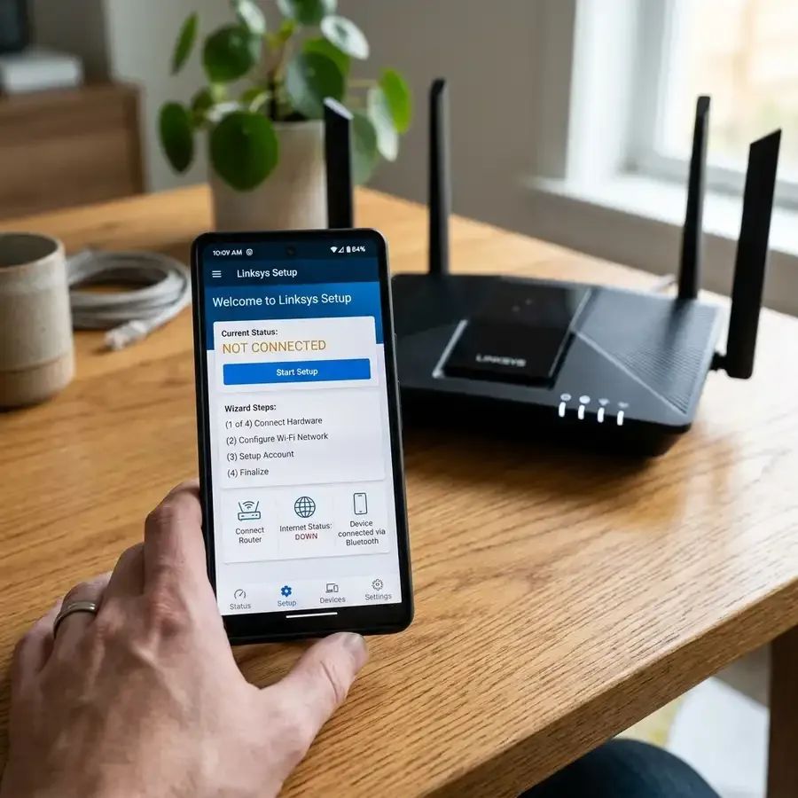 Tela de smartphone acessando o painel de login do roteador pelo navegador web