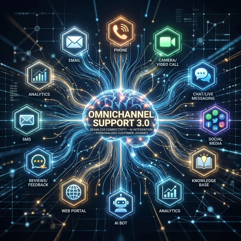 Representação gráfica de atendimento omnicanal integrado para empresas.