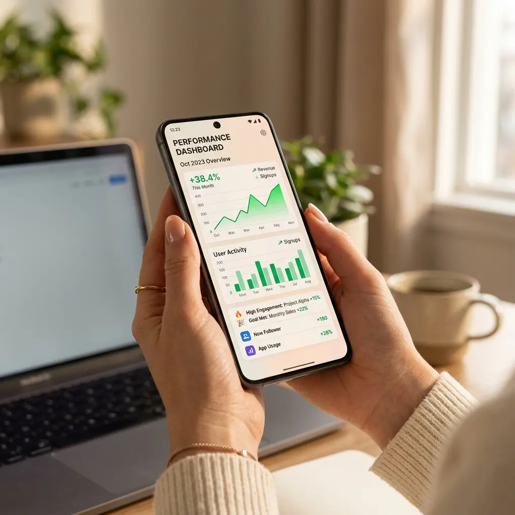 Gráficos de crescimento e resultados de monetização no Instagram