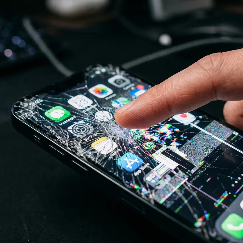 iPhone aberto mostrando componente de antena GPS danificado