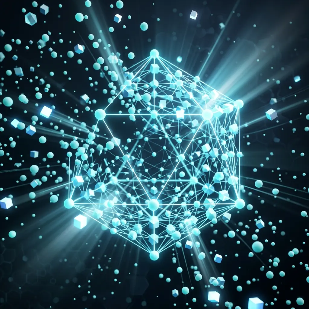 Visualization of data points being organized into patterns by a machine learning algorithm
