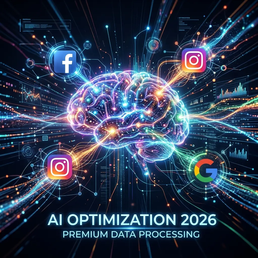 Inteligência Artificial otimizando anúncios de Google e Meta Ads em 2026 Inteligência Artificial otimizando anúncios de Google e Meta Ads em 2026