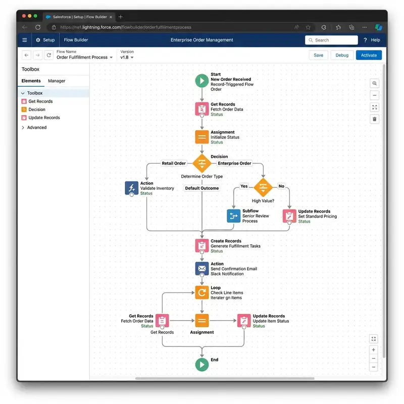Salesforce Flow Builder Interface