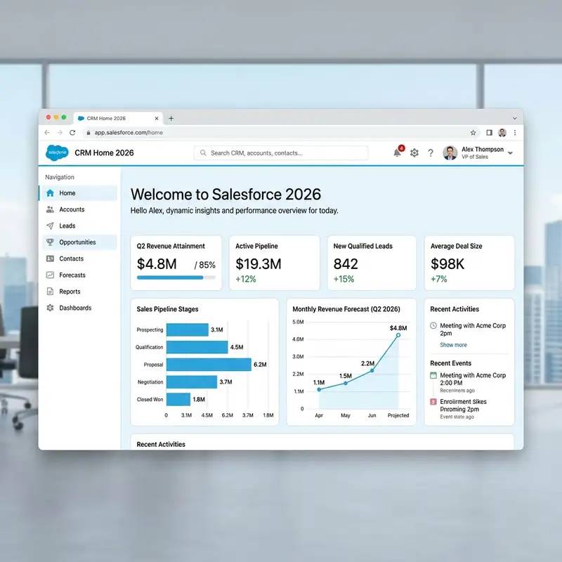 Salesforce 2026 Home Dashboard