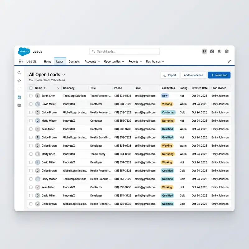 Salesforce Leads Dashboard