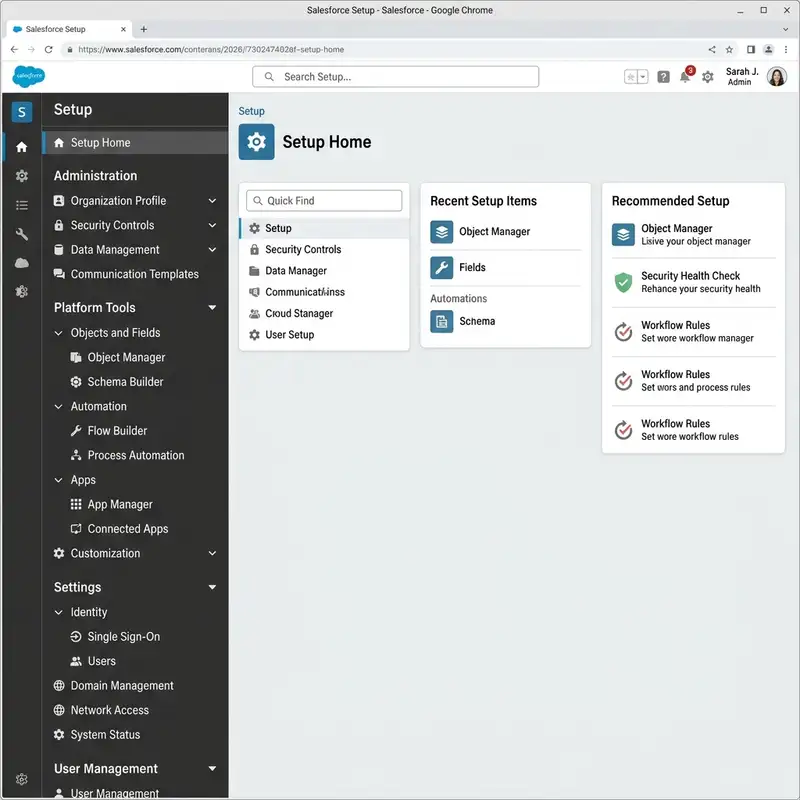 Salesforce Setup Navigation Menu