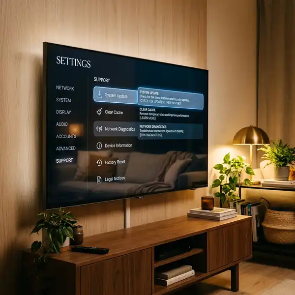 Painel digital exibindo estatísticas de sinal de Wi-Fi doméstico e segurança de dados