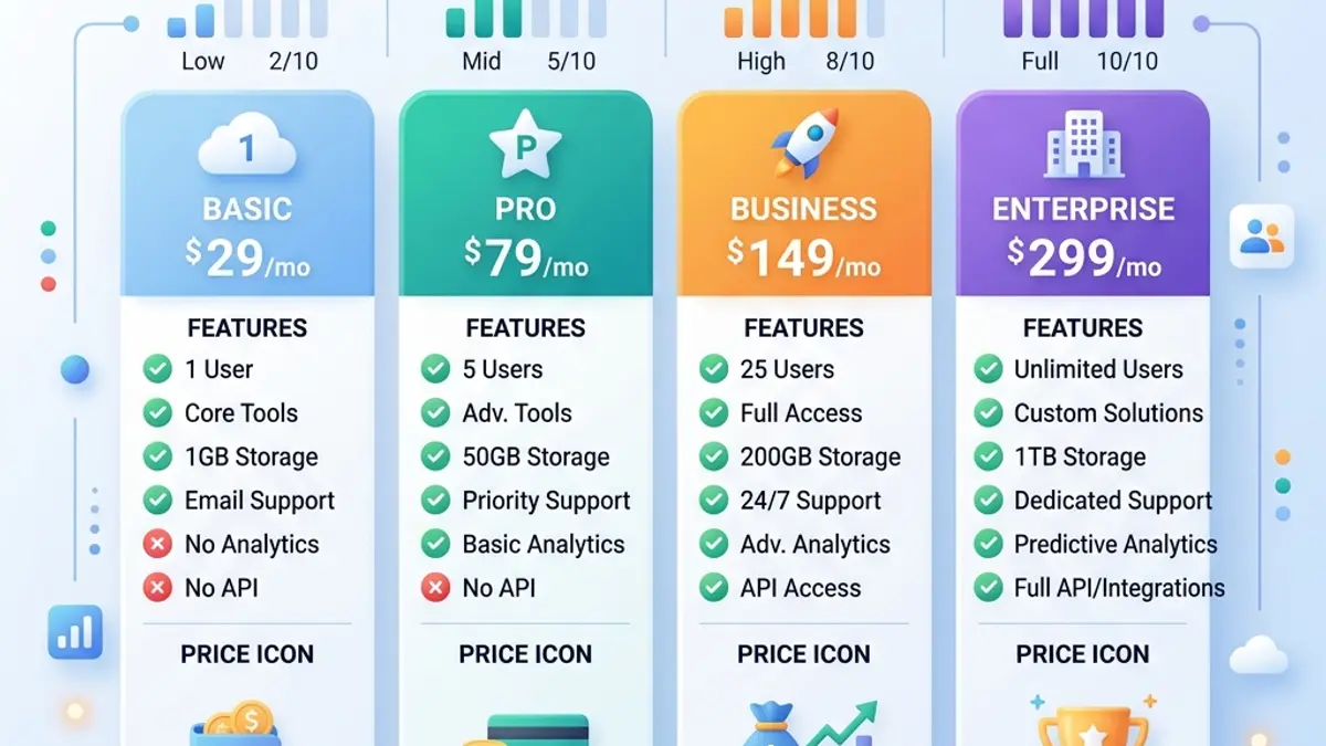 Help Desk Software Features Comparison Visual comparison of top help desk software features for small businesses and startups
