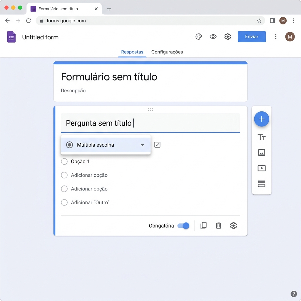 Tela de notebook com formulário do Google Forms aberto