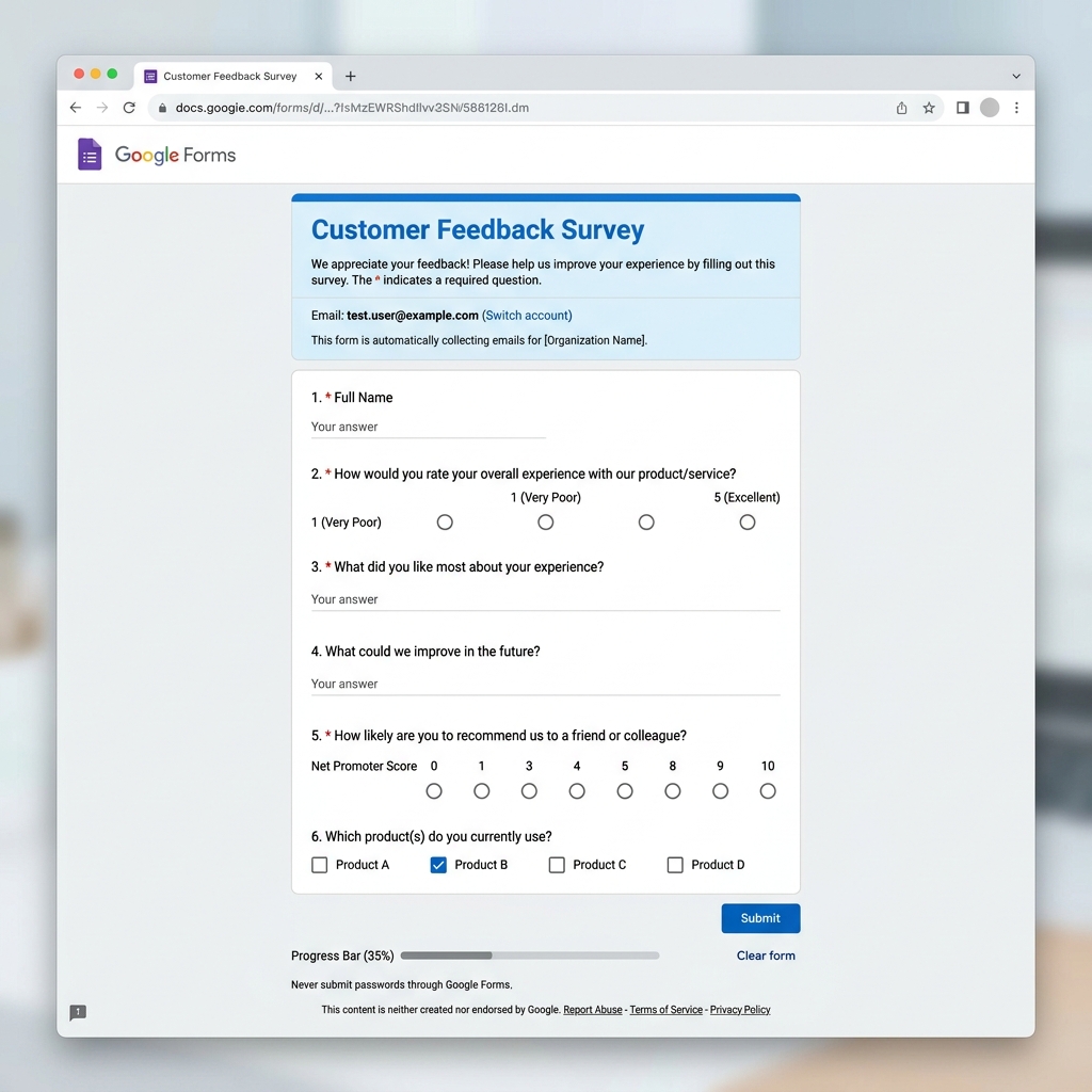 Google Forms Preview Mode