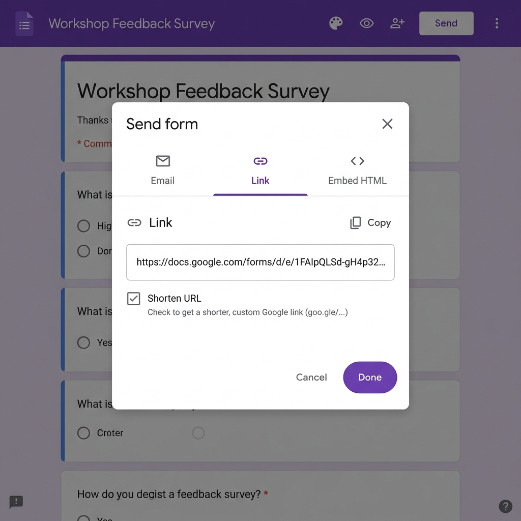Google Forms Send Menu