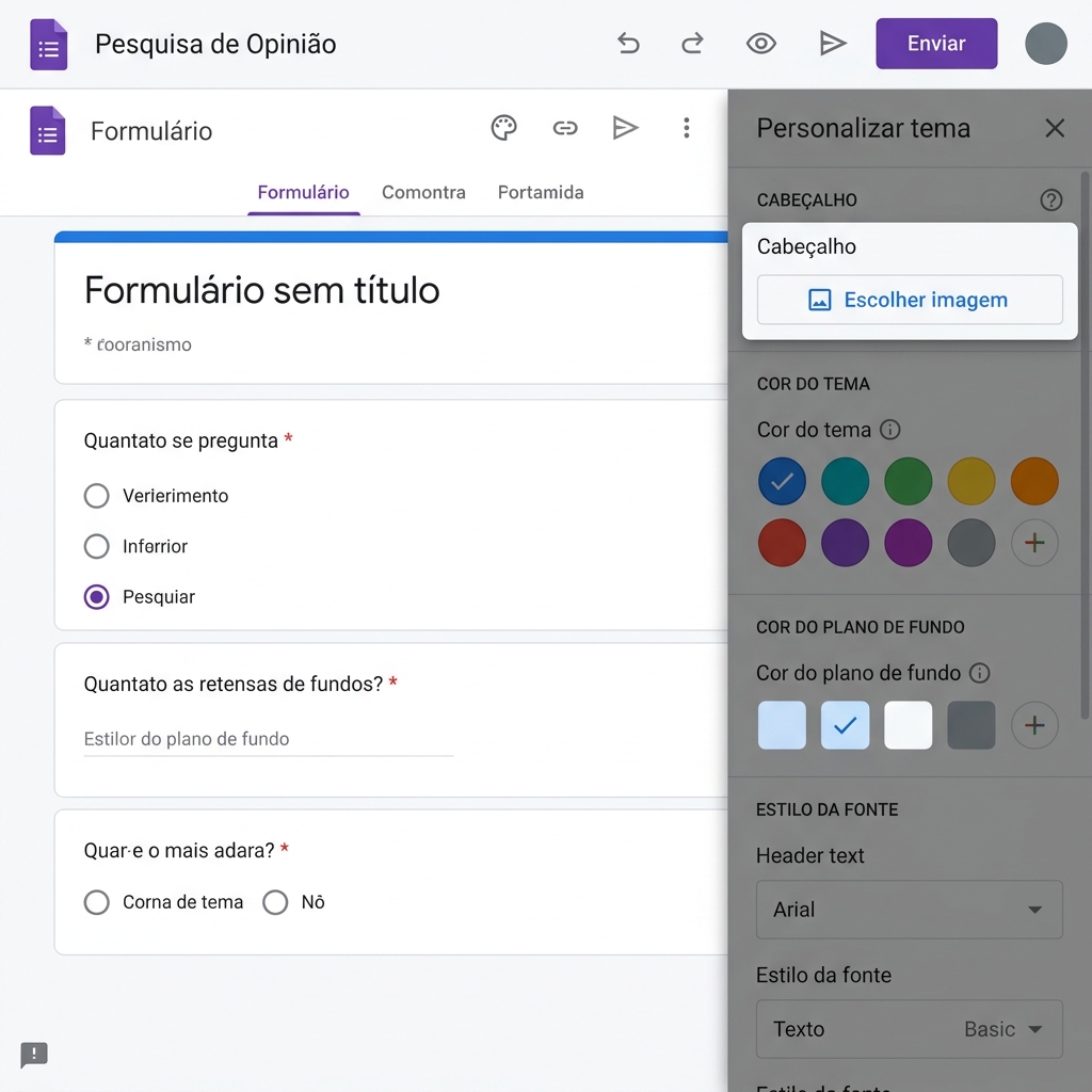 Ilustração de pessoa usando o Google Forms para criar perguntas e respostas